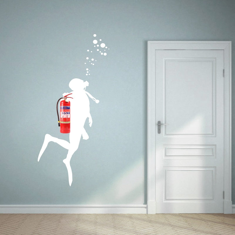 Duknow Fire Scuba Diver Wall Art Decals Sticker
