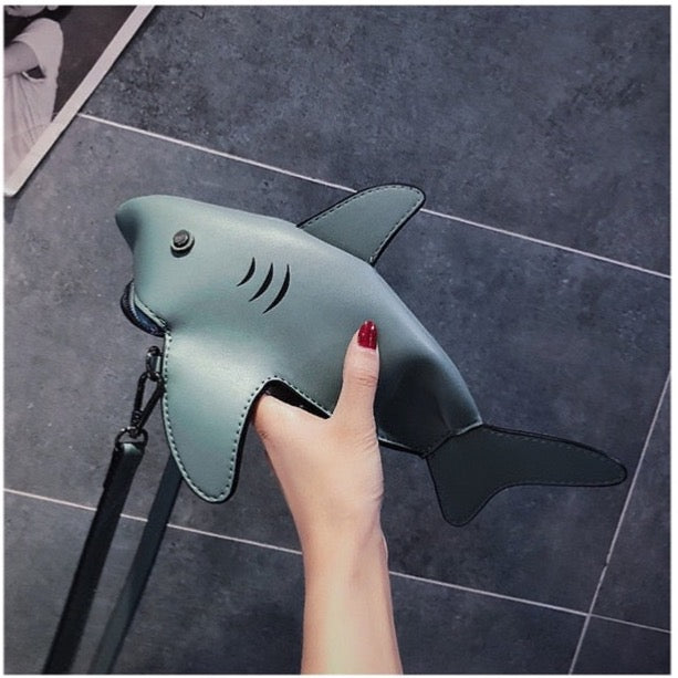 Funny Shark Women Shoulder Bags grey
