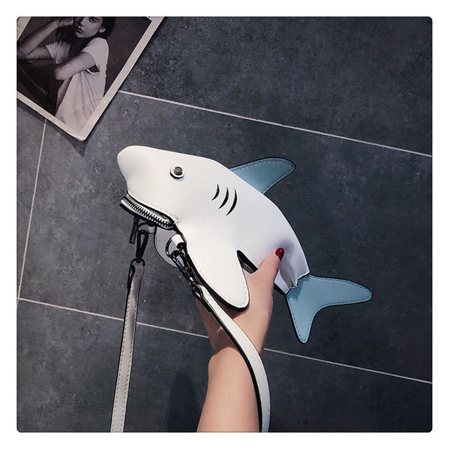 Funny Shark Women Shoulder Bags White