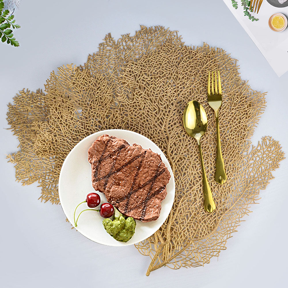 Creative Coral Leaf Placemat For Dining Table Mat Gold