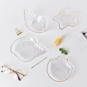 Glass Plate or Fruit Plate: Sea Shell Pattern