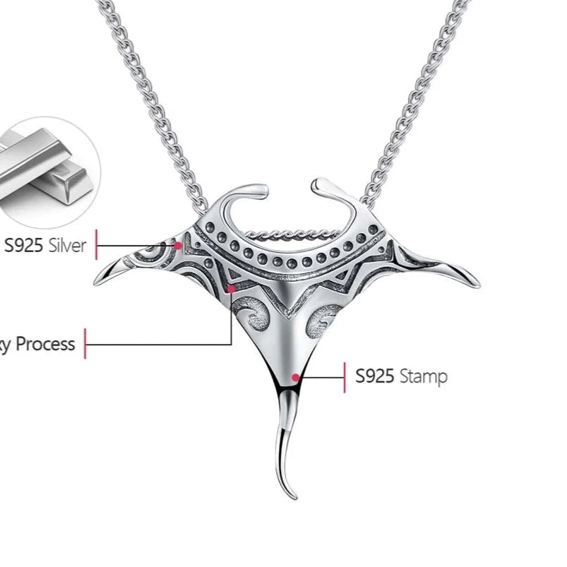 Manta Ray Silver Necklace